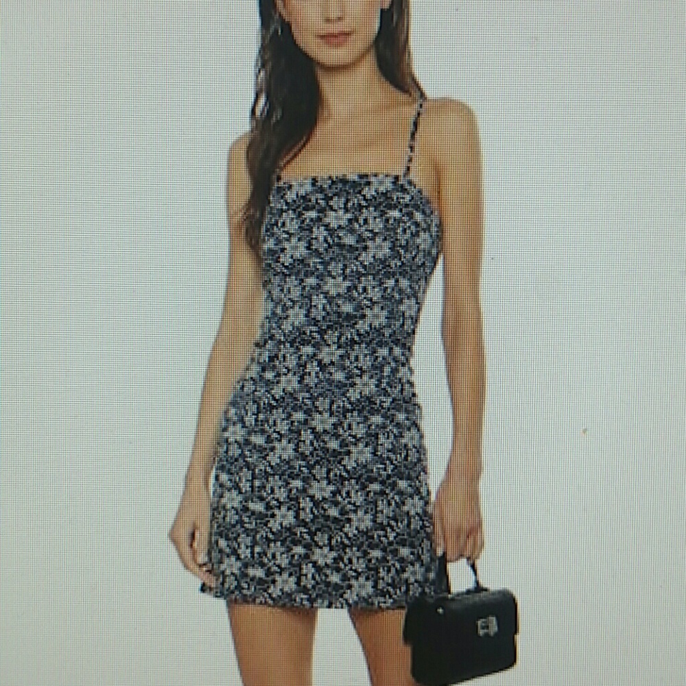 Navy floral silky mini  dress - Picture 5 of 5